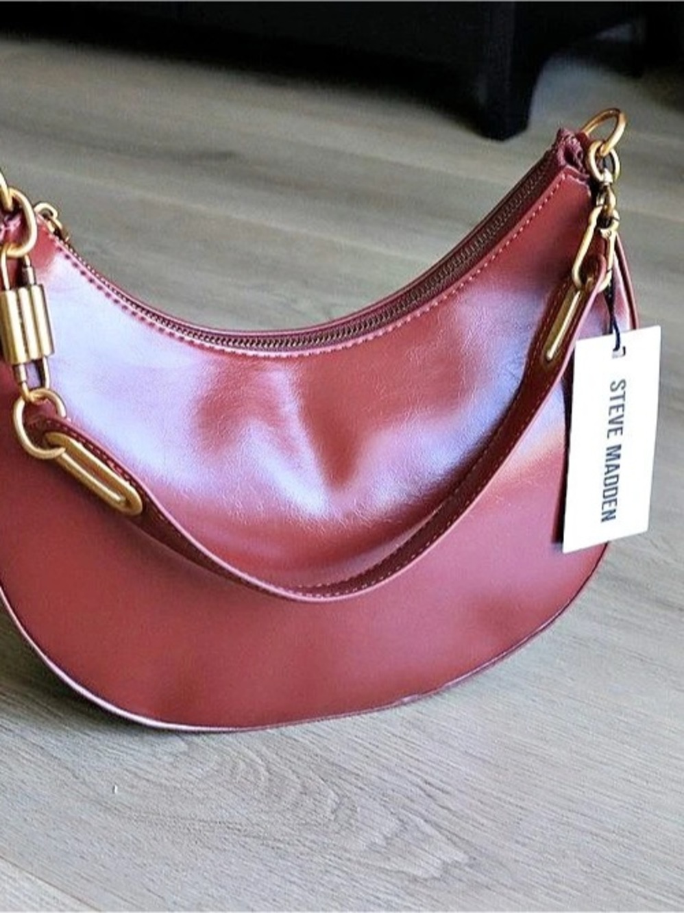 Steve Madden LOHAN Wine Crescent Shoulder Bag NWT